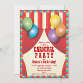 Circus Tent Carnaval Birthday Party Invitation Kaart (Achterkant)