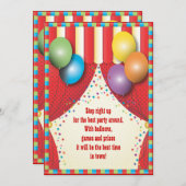 Circus Tent Carnaval Birthday Party Invitation Kaart (Voorkant / Achterkant)