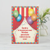 Circus Tent Carnaval Birthday Party Invitation Kaart (Staand voorkant)