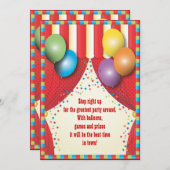 Circus Tent Carnaval Birthday Party Invitation Kaart (Voorkant / Achterkant)