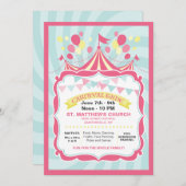 Circus Tent Carnival Invitation Kaart (Voorkant / Achterkant)