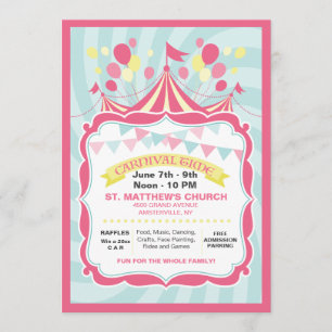 Circus Tent Carnival Invitation Kaart
