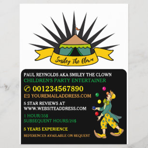 Circus Tent Clown, Kinder entertainer, clown Adver Flyer