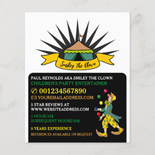 Circus Tent Clown, Kinder entertainer, clown Adver Flyer