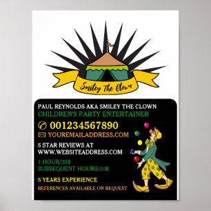 Circus Tent Clown, Kinder entertainer, clown Adver Poster