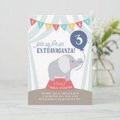 Circus Tent Elephant Birthday Extravaganza ELKE LE Aankondiging (Staand voorkant)