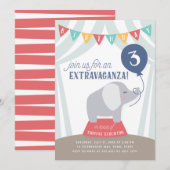 Circus Tent Elephant Birthday Extravaganza ELKE LE Aankondiging (Voorkant / Achterkant)