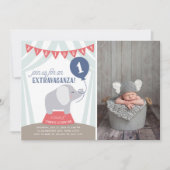 Circus Tent Elephant Birthday Extravaganza Foto Aankondiging (Voorkant)