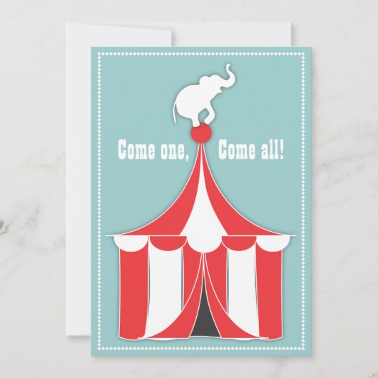 Circus Tent & Elephant Kinderen Birthday Party Kaart (Voorkant)