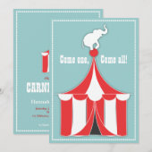 Circus Tent & Elephant Kinderen Birthday Party Kaart (Voorkant / Achterkant)