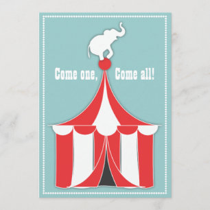 Circus Tent & Elephant Kinderen Birthday Party Kaart