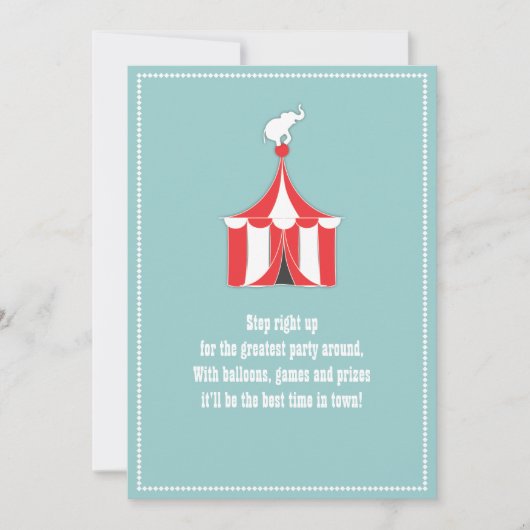 Circus Tent & Elephant Kinderen Birthday Party Kaart (Voorkant)