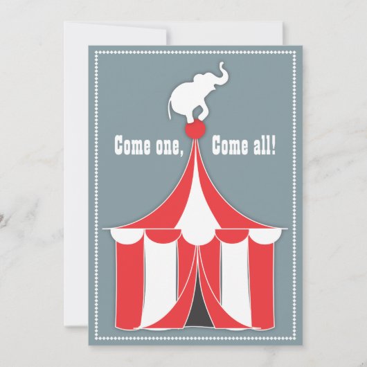 Circus Tent & Elephant Kinderen Birthday Party Kaart (Voorkant)