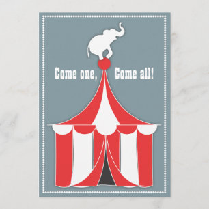 Circus Tent & Elephant Kinderen Birthday Party Kaart