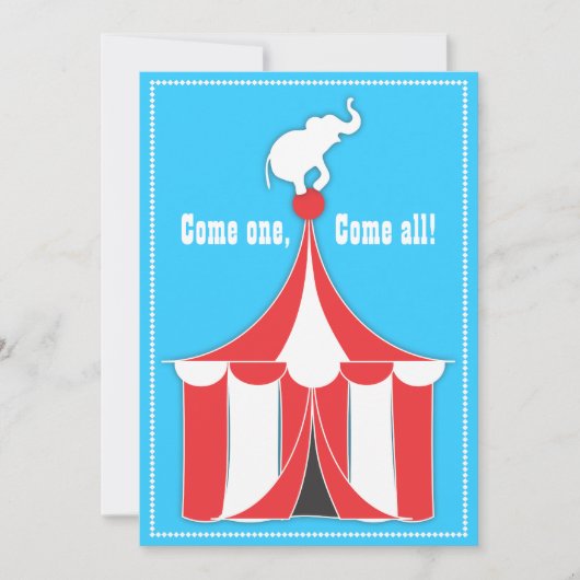 Circus Tent & Elephant Kinderen Birthday Party Kaart (Voorkant)