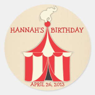 Circus Tent & Elephant kinderen Birthday Party Sti Ronde Sticker