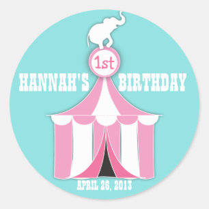 Circus Tent & Elephant kinderen Birthday Party Sti Ronde Sticker