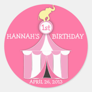 Circus Tent & Elephant kinderen Birthday Party Sti Ronde Sticker