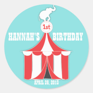 Circus Tent & Elephant kinderen Birthday Party Sti Ronde Sticker