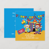 Circus Tent en Clowns Birthday Party Kaart (Voorkant / Achterkant)
