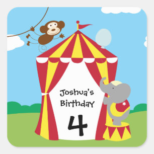 Circus Tent en Dieren Verjaardag Stickers