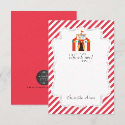 Circus Tent - Hartelijk dank Bedankkaart (Voorkant / Achterkant)