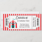 Circus Tent Novelty Ticket Personalizeerd Kaart (Voorkant)