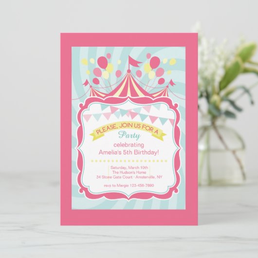 Circus Tent-uitnodiging Kaart (Staand voorkant)