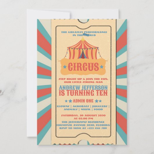 Circus Tent Verjaardag Carnaval Party Kaart (Voorkant)