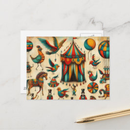  Circus Tent Vogels Collage Briefkaart