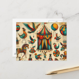  Circus Tent Vogels Collage Briefkaart