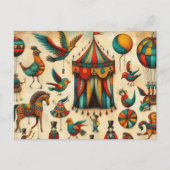  Circus Tent Vogels Collage Briefkaart (Voorkant)