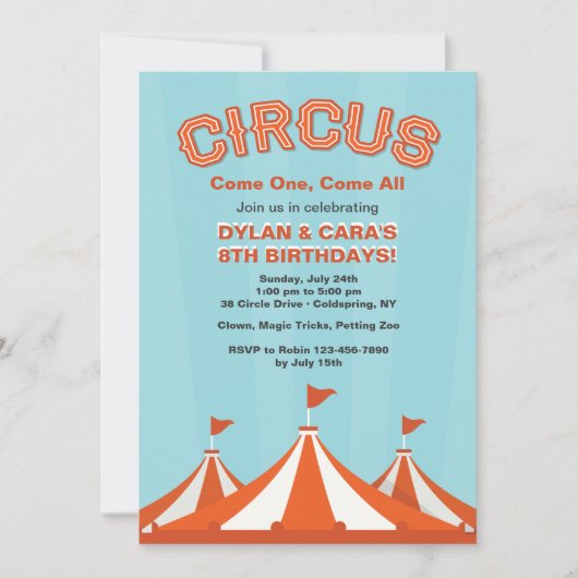 Circus Tenten Uitnodiging (Voorkant)