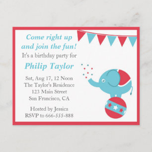 Circus Th-Geheugenfeest met Cute Elephant Kaart