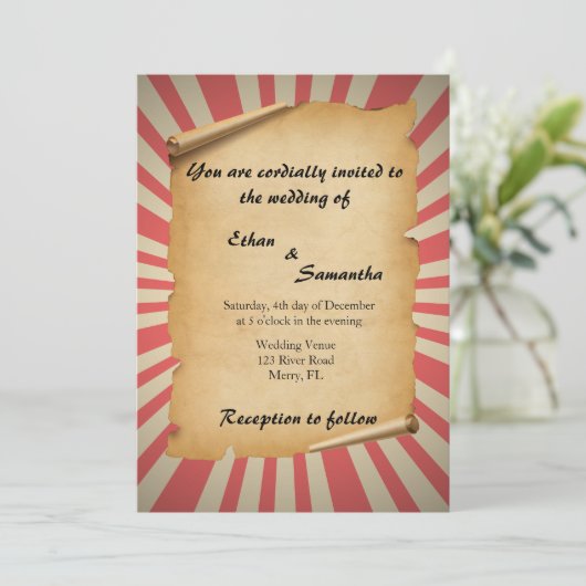 Circus thema bruiloft uitnodiging (Staand voorkant)