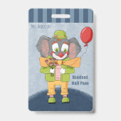 Circus Thema Clown Olifant Blauw Hal Pas Badge (Voorzijde)