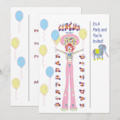 Circus Thema Feest Kaart (Voorkant / Achterkant)