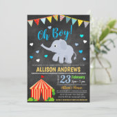 Circus thema Jongen Baby shower Uitnodiging (Staand voorkant)