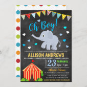 Circus thema Jongen Baby shower Uitnodiging (Voorkant / Achterkant)