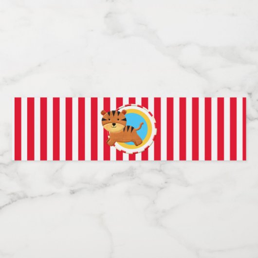 Circus thema kinderen verjaardag cartoon tijger st waterfles etiket (Enkel label)