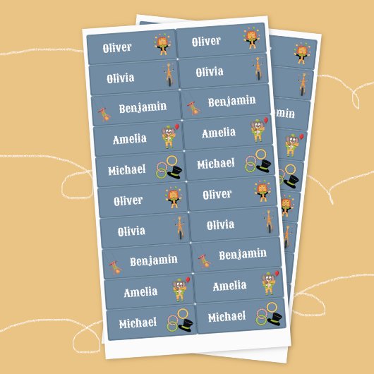 Circus Thema Kinderen Waterdichte Labels