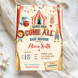 Circus Thema Kom Eén Kom Allen Baby Shower Kaart