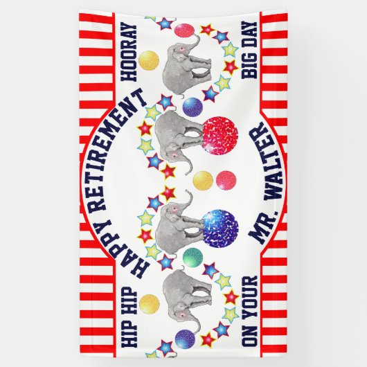 Circus Thema Olifant Pensioen Partij Spandoek (Verticaal)