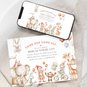 Circus Thema Verjaardagsfeest Uitnodiging voor Kin