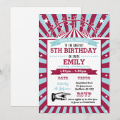 Circus thema verjaardagsfeestje uitnodiging (Voorkant / Achterkant)