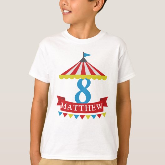 Circus thema verjaardagsshirt - aanpasbaar t-shirt (Voorkant)