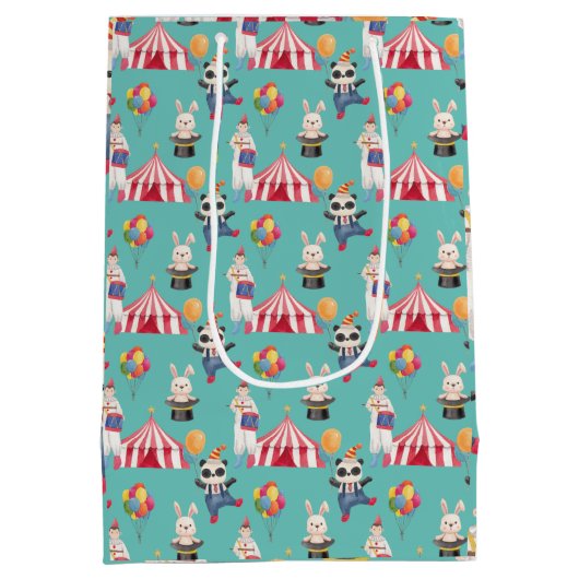 Circus Theme Birthday All Occasions Cute Gift Bag Medium Cadeauzakje (Achterkant)
