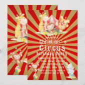 Circus Theme Birthday Party Kaart (Voorkant / Achterkant)