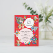 Circus Theme Children's Birthday Party Invitation Kaart (Staand voorkant)