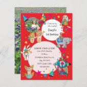 Circus Theme Children's Birthday Party Invitation Kaart (Voorkant / Achterkant)